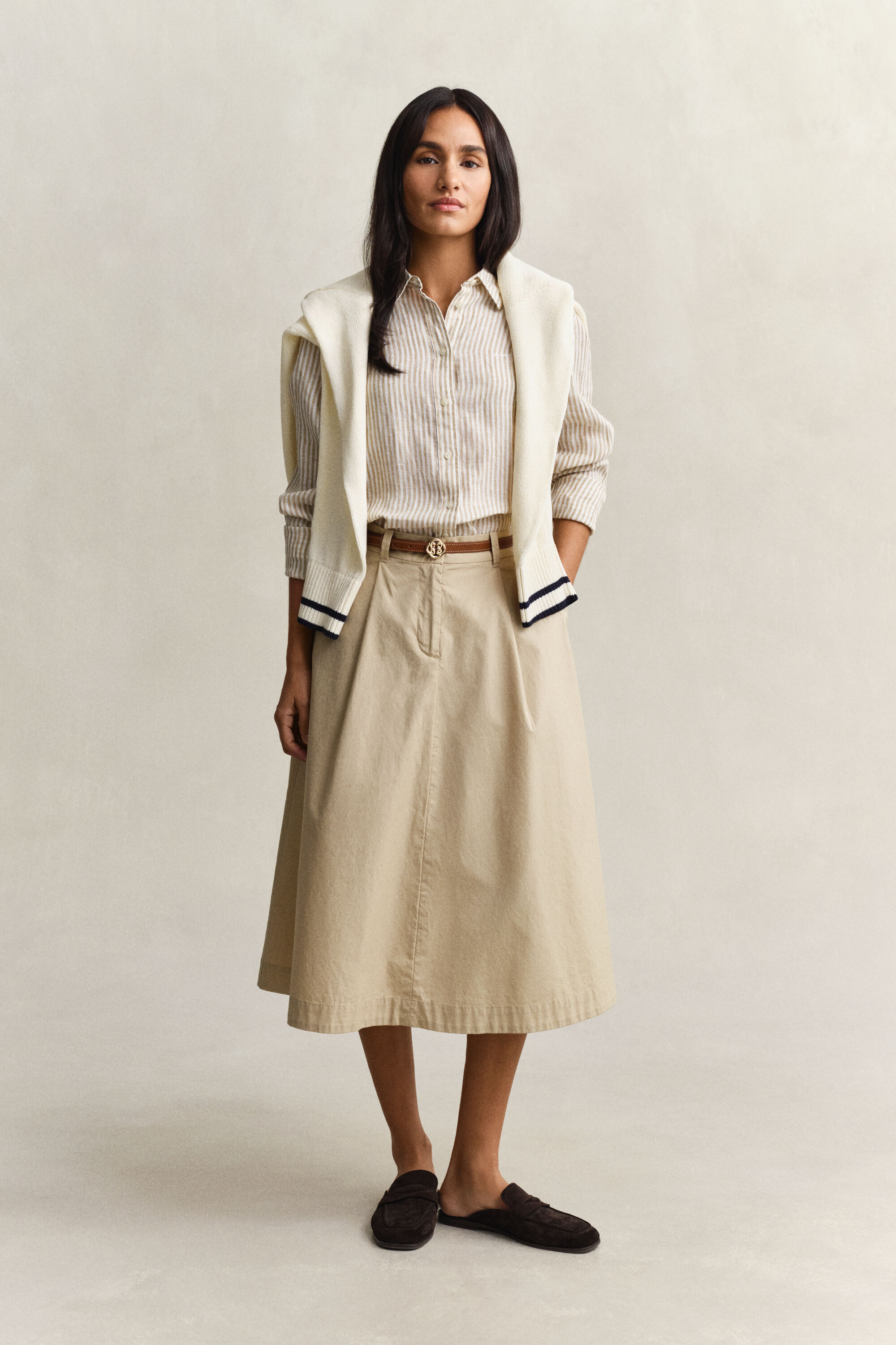 Regular Fit gestreept linnen overoverhemd