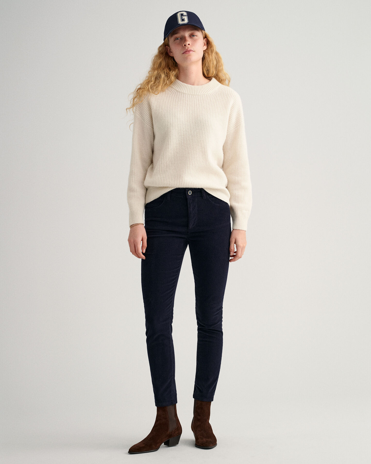Farla Slim Fit cropped jeans van corduroy