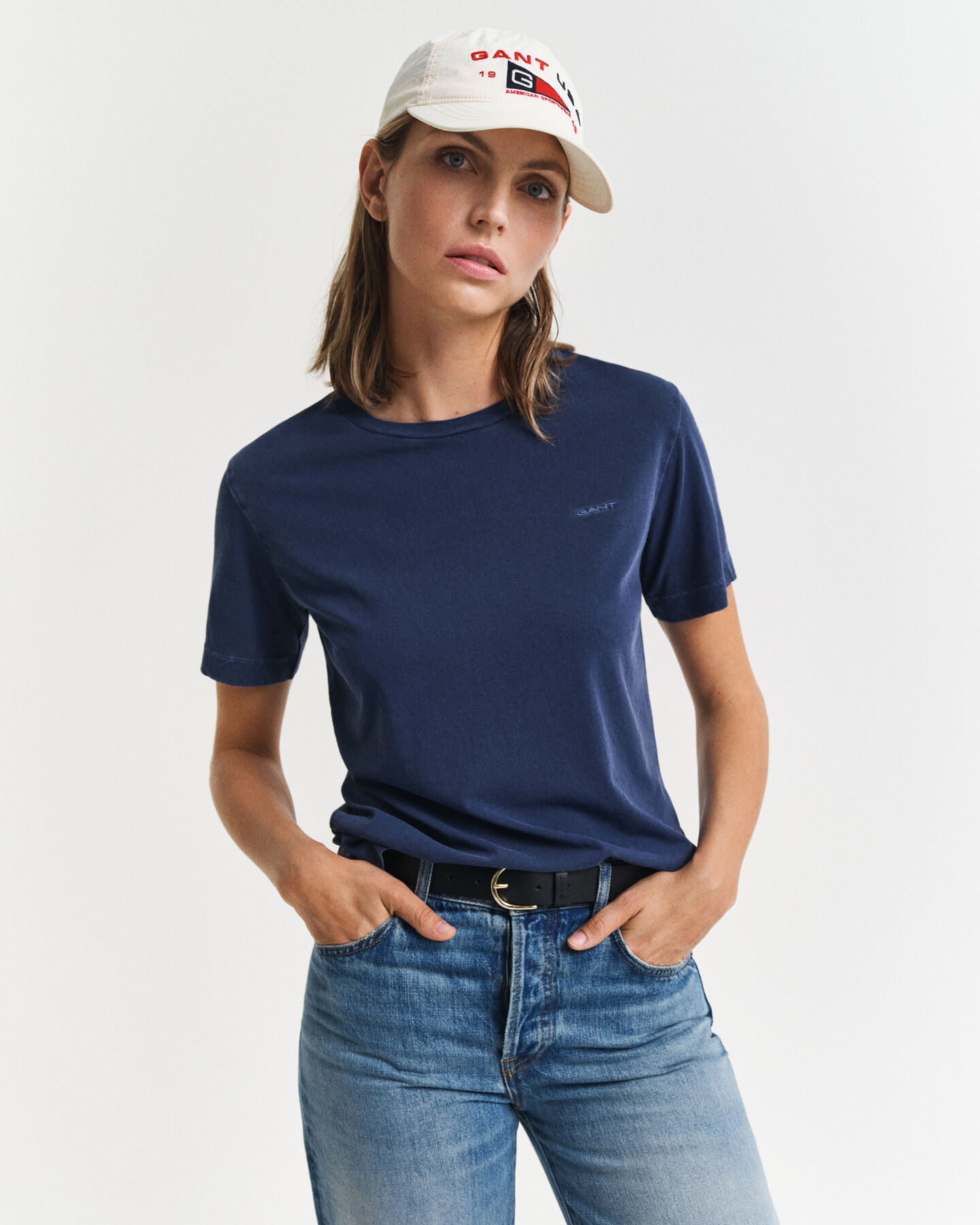 Sunfaded T-shirt met ronde hals