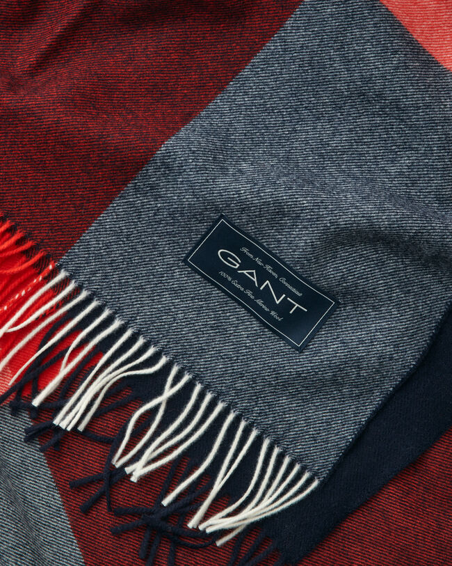 Geruite sprei van extra fijne merinoswol