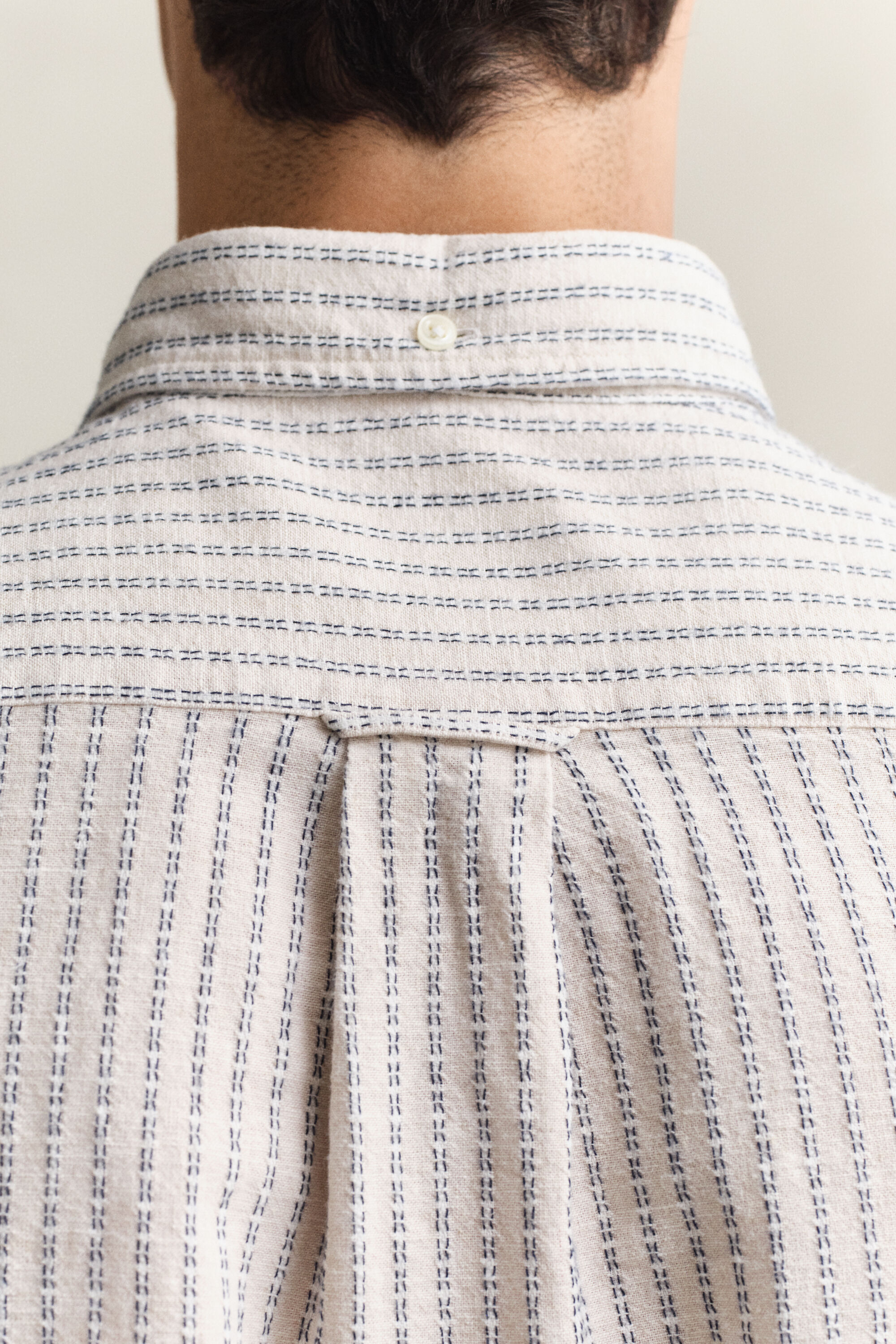 Gestreept overoverhemd van linnenmix