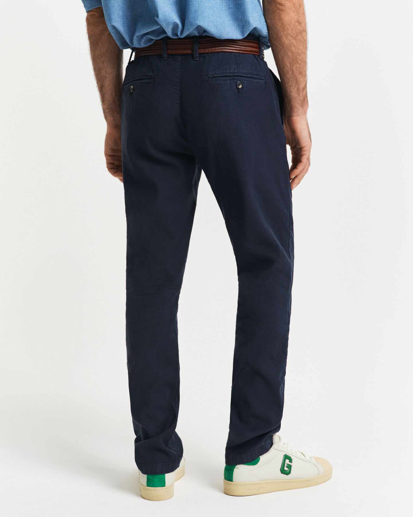 Slim Fit chino van katoen en linnen