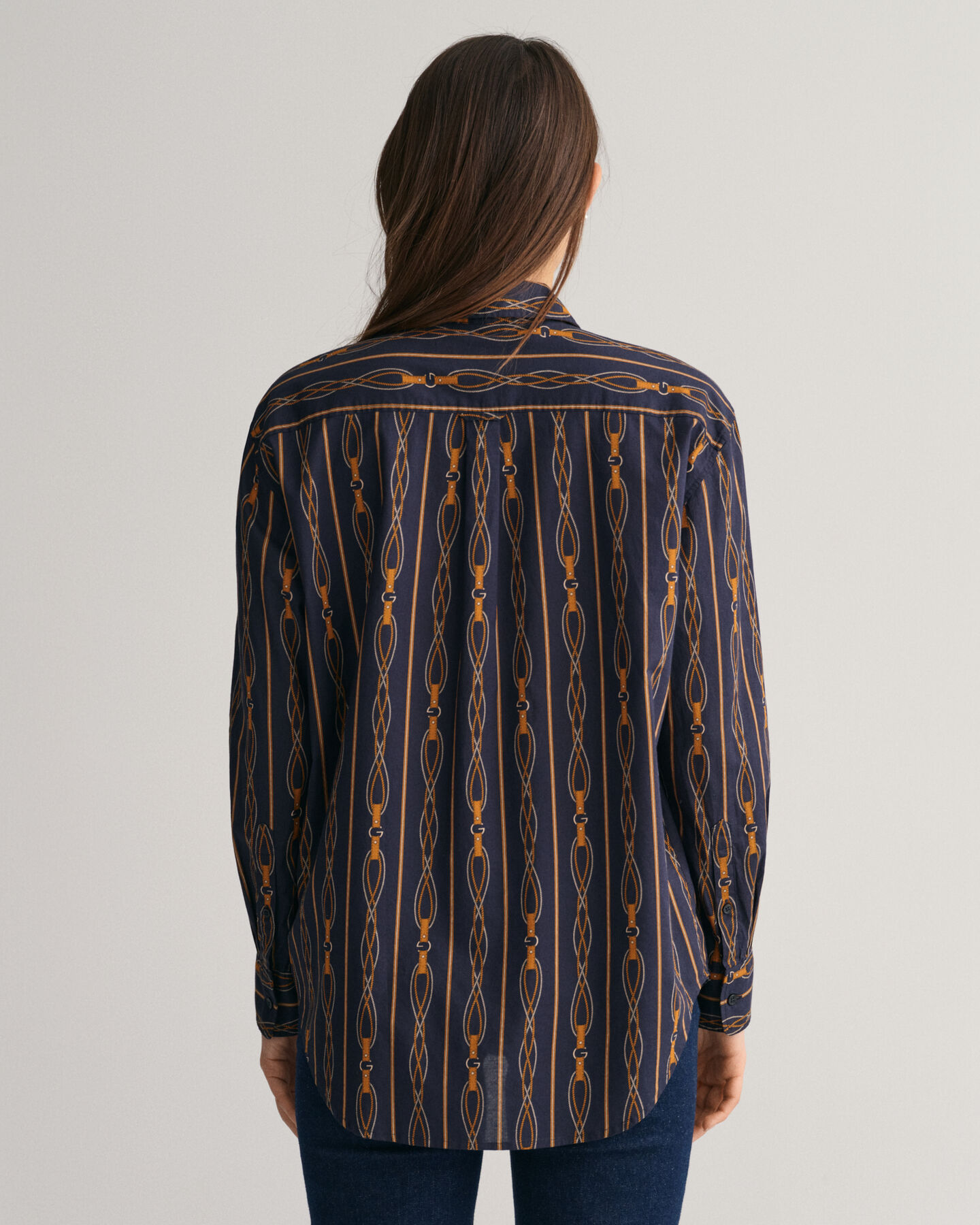 Relaxed Fit gestreept overhemd van katoenen voile met Rope Print