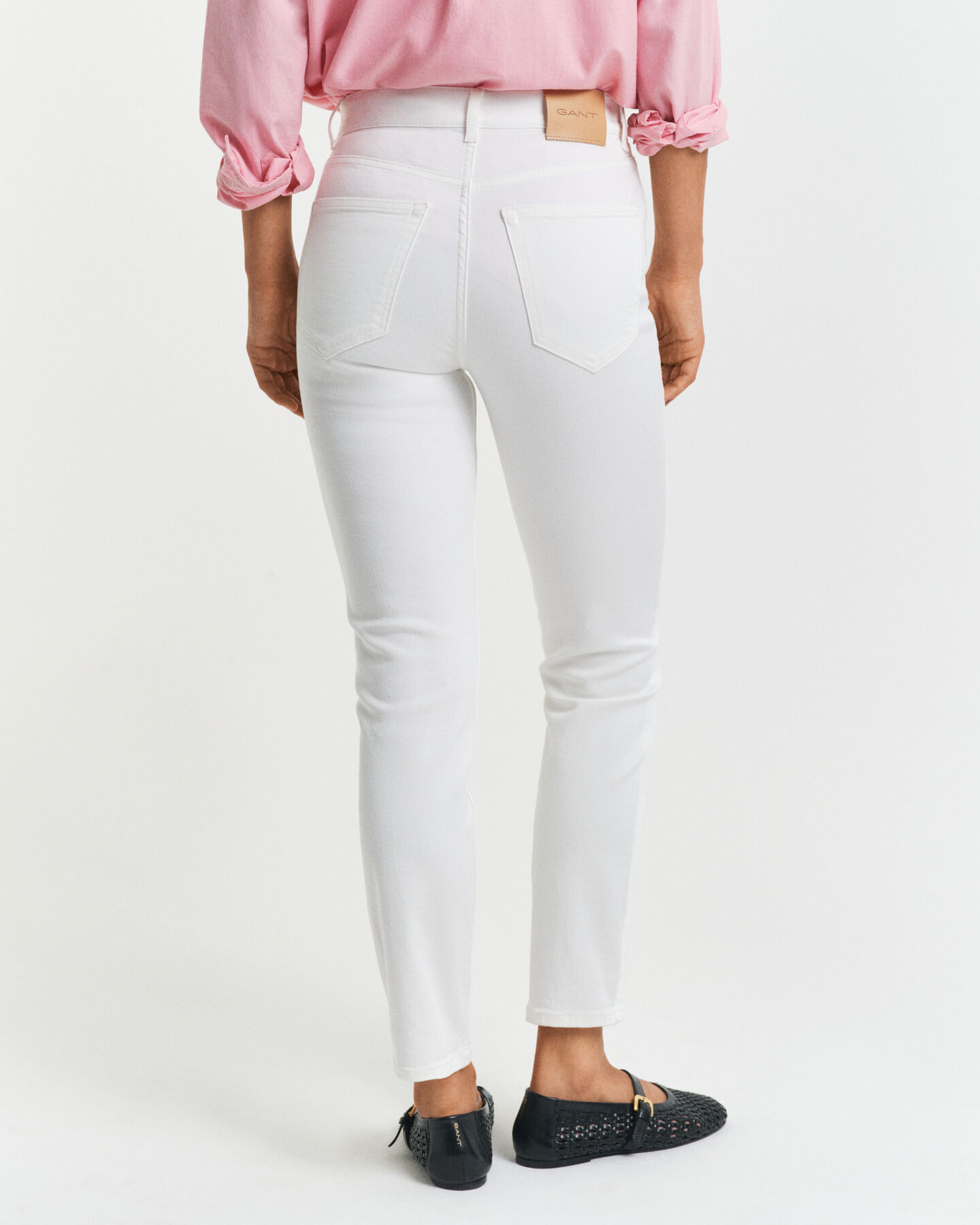 Slim Fit cropped witte jeans