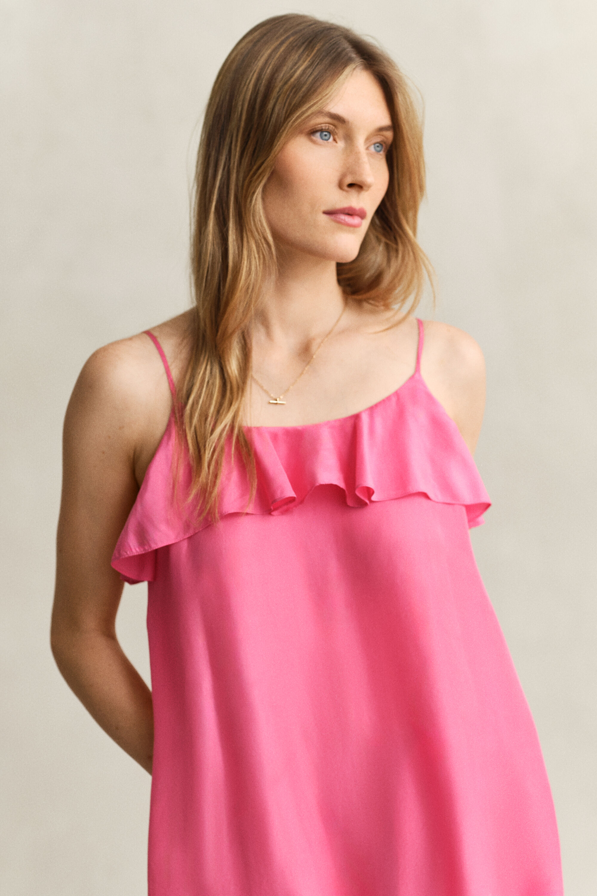 Zijden jurk met bandjes