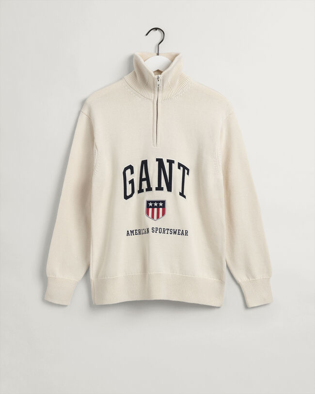 Retro Shield sweater met korte rits