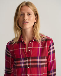 Regular Fit geruit overhemd van katoen en zijde