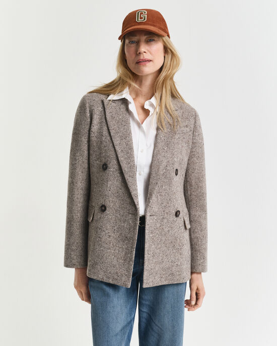 Regular Fit wollen blazer met textuur