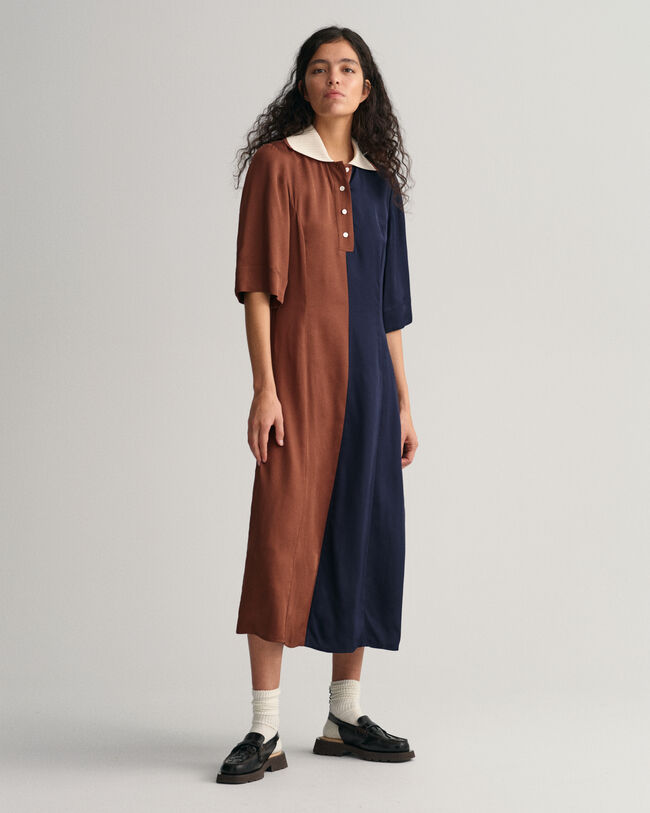 Rugger-jurk met korte mouwen en kleurblok