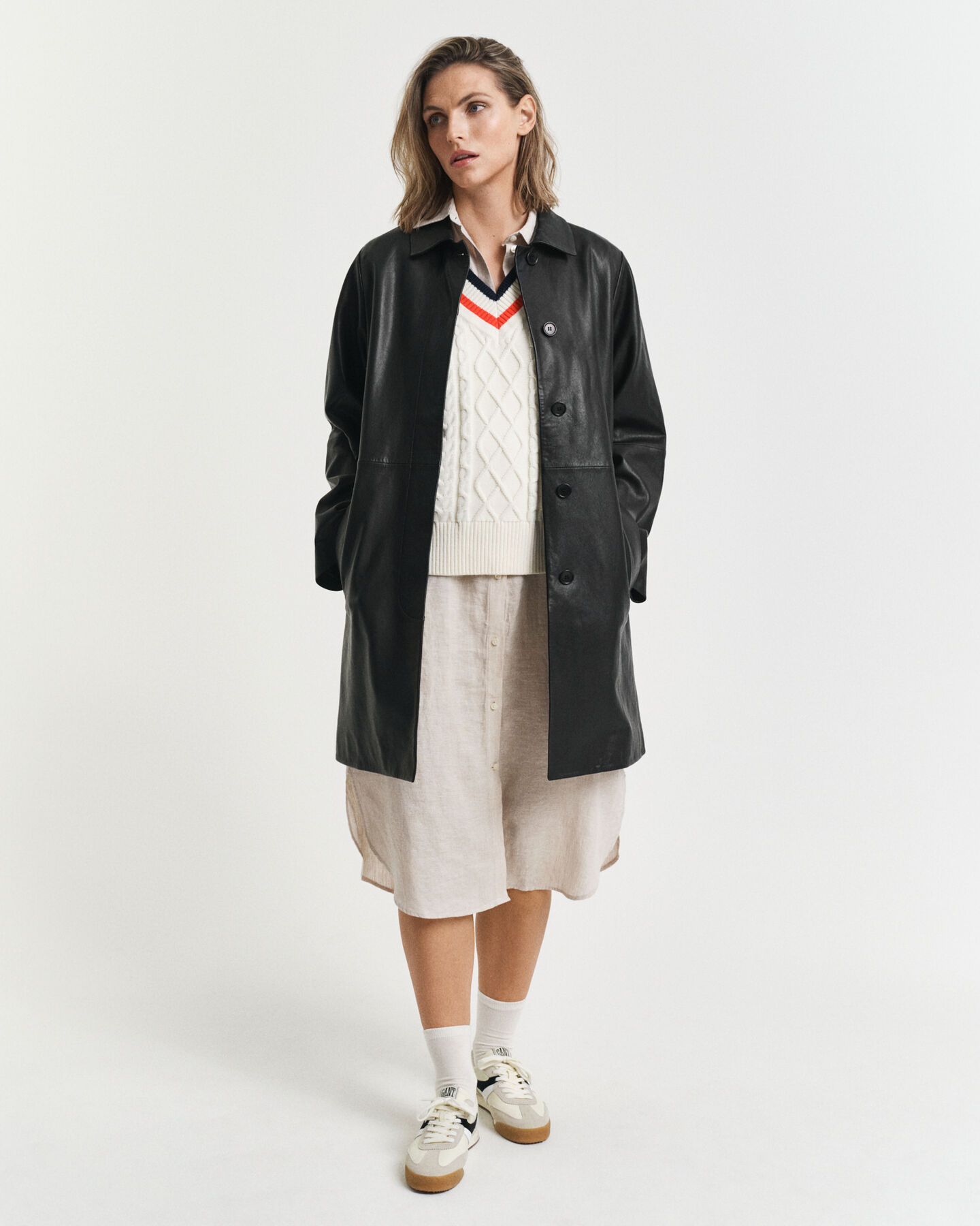 Linnen overhemdjurk met korte mouwen