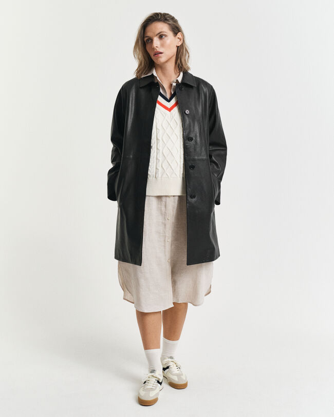 Linnen overhemdjurk met korte mouwen