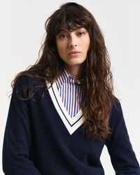 Contrast trui met V-hals