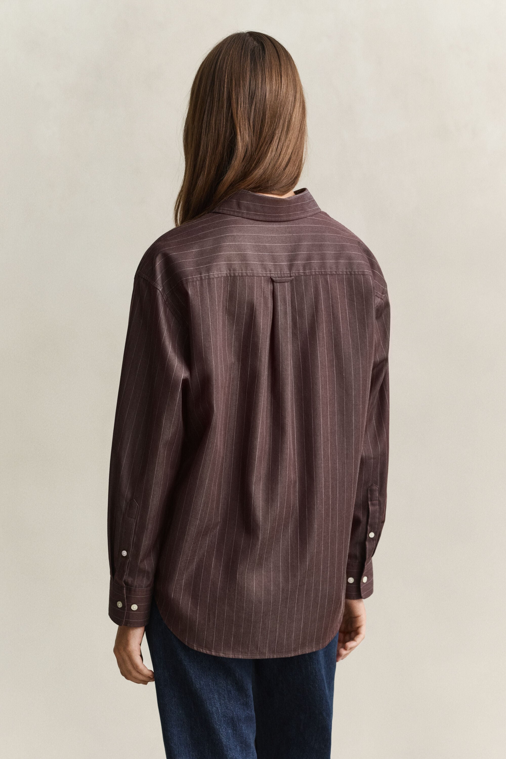 Relaxed fit poplin overhemd met strepen