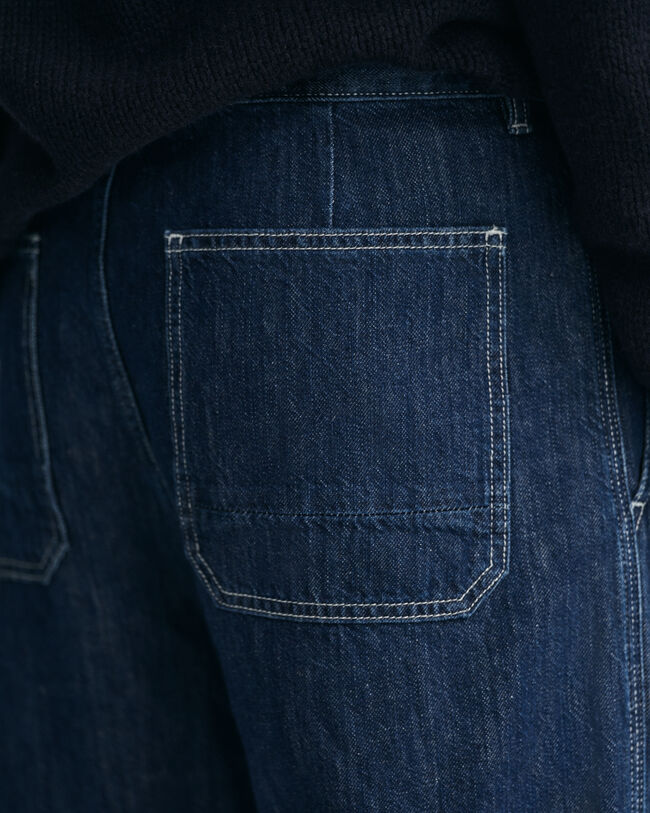 Relaxed fit jeans van katoen en linnen