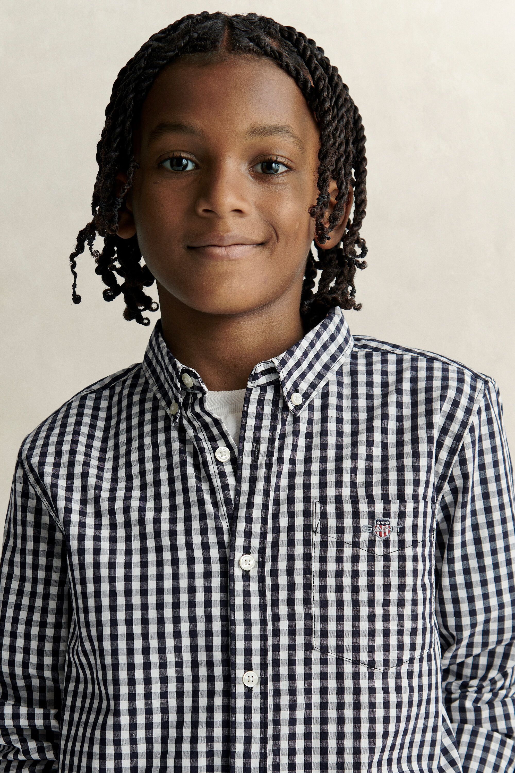 Teen Boys poplin overoverhemd met Gingham-ruitje