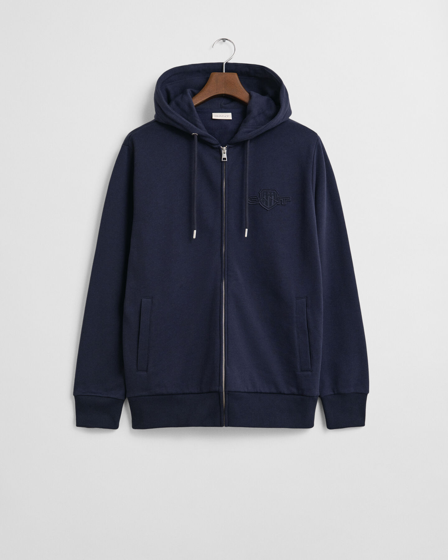 Tonal Shield hoodie met ritssluiting