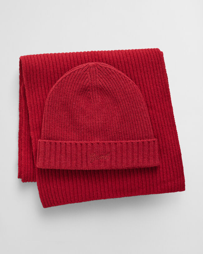Script Graphic beanie & sjaal in cadeauverpakking