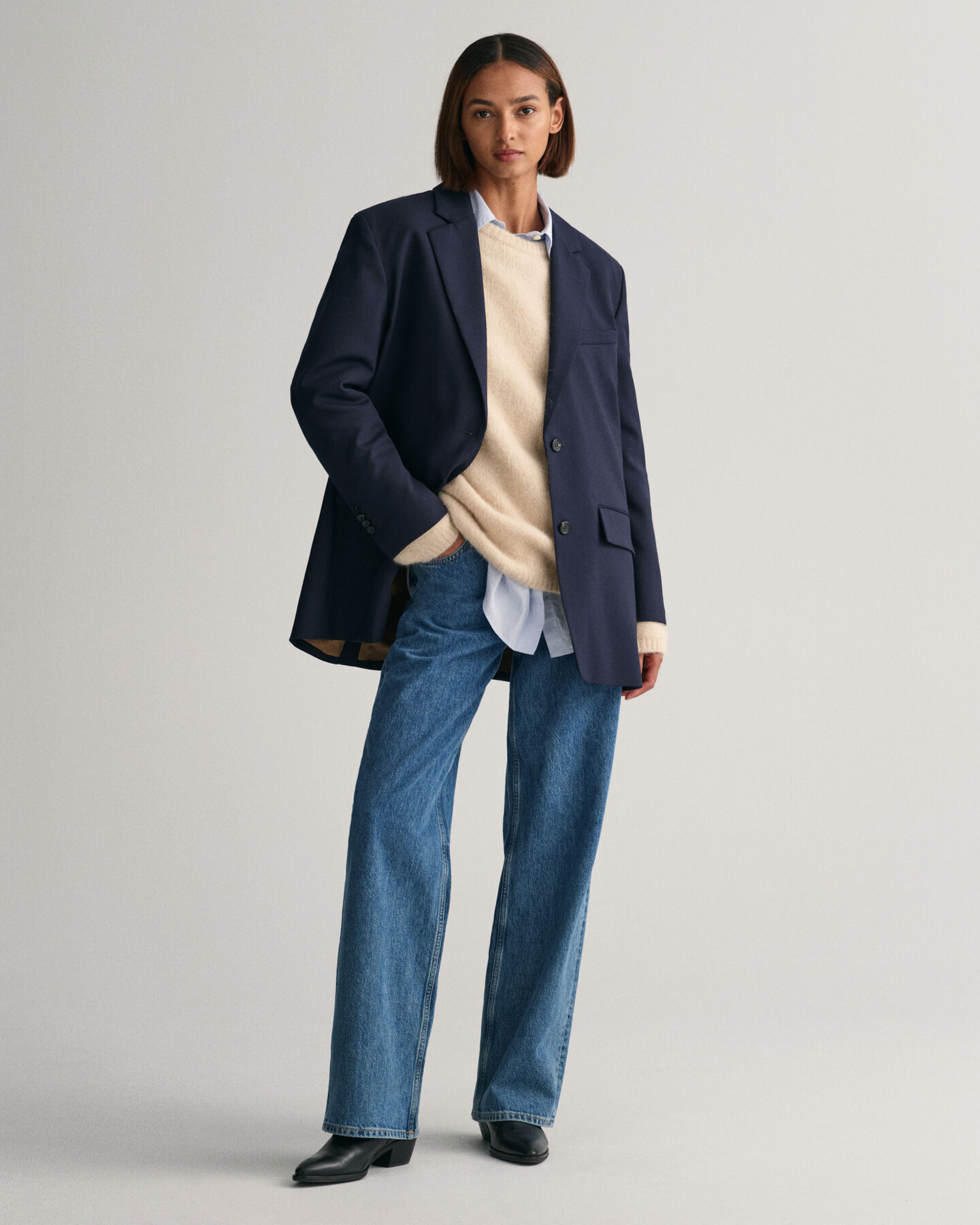 Harige trui met ronde hals