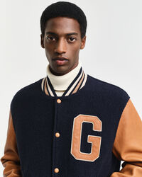 Varsity Jacket van wol en leer