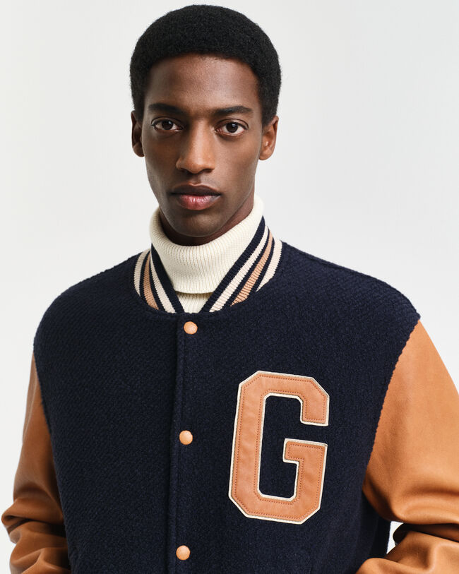 Varsity Jacket van wol en leer