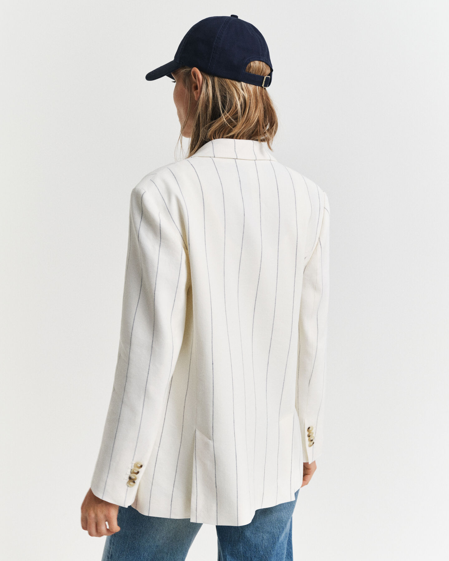 Linnen Club Blazer met krijtstreep