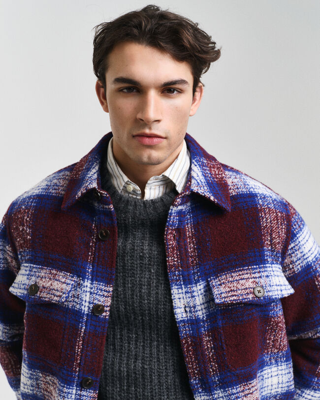 Geruit overshirt van wolmix