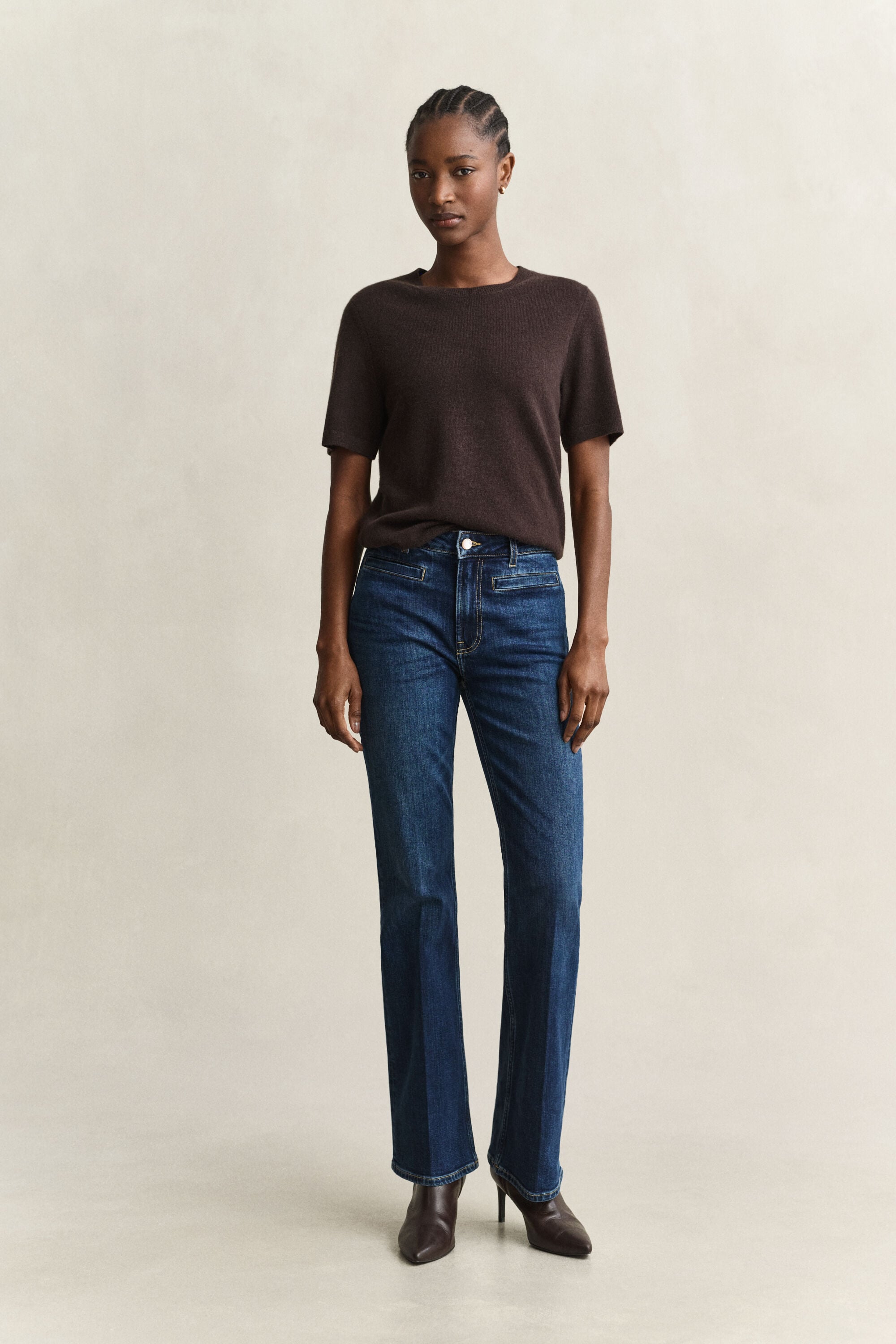 Monogram jeans met wijduitlopende pijpen