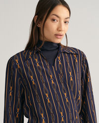 Regular Fit gestreepte wikkeljurk met Rope Print