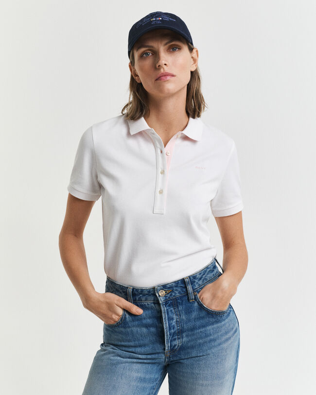 Contrast kraag piqu&eacute; poloshirt