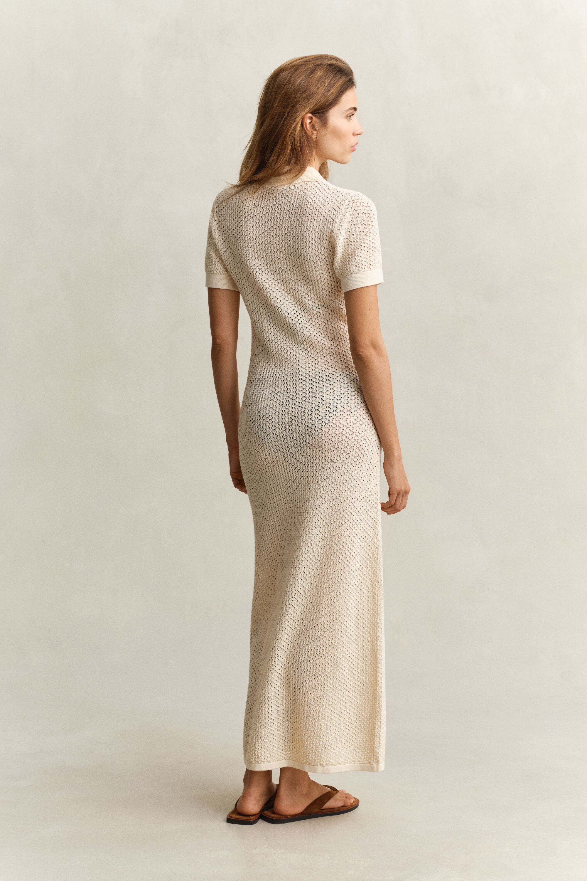 Gebreide Rugger-jurk met kanttextuur