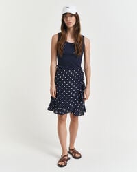 Rok met ruches en stippenprint