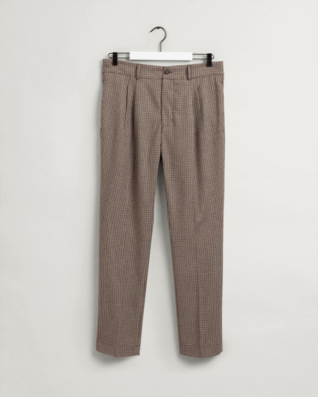 Kostuumbroek met plooien en ruitjes