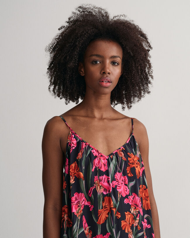 Maxi-jurk met spaghettibandjes en print