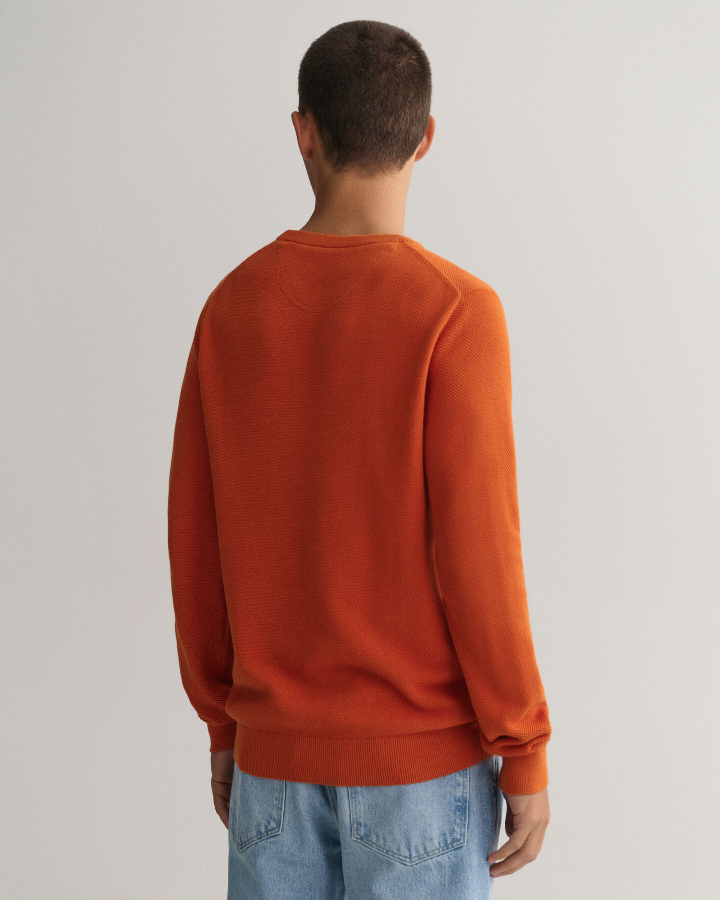 Sweater met ronde hals van piqu&eacute;katoen