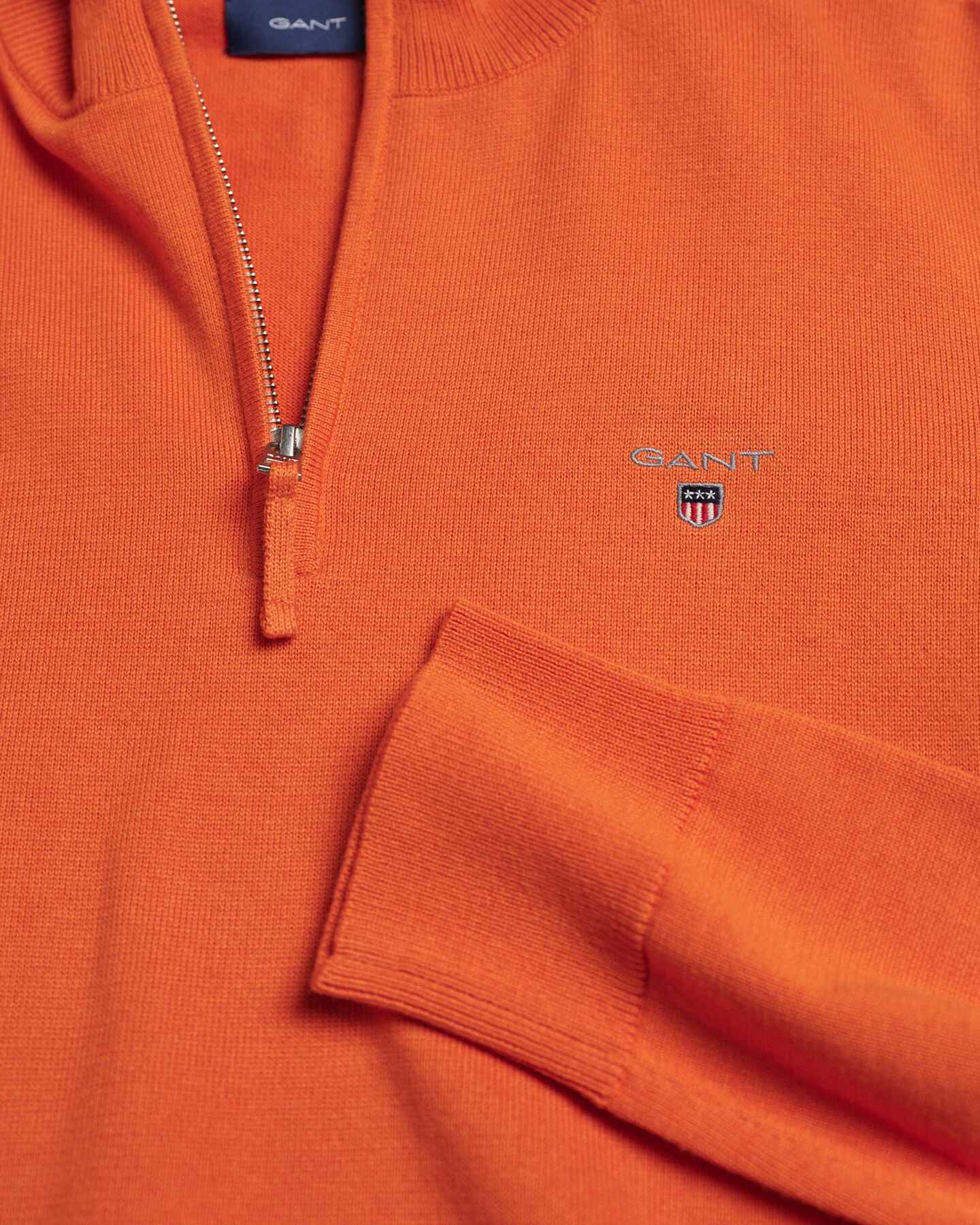 Classic sweater van katoen met korte rits