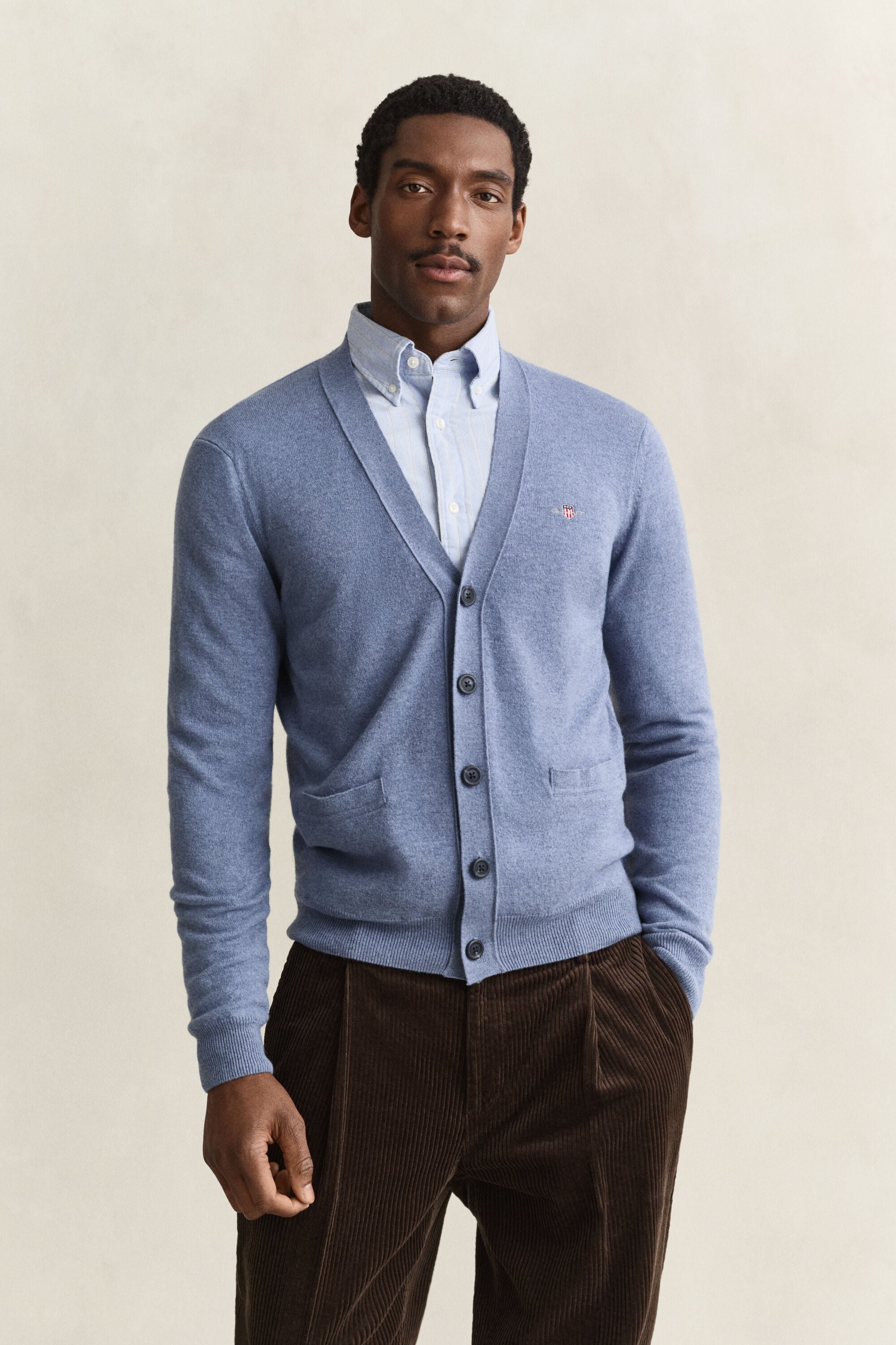 Lamswollen vest met V-hals