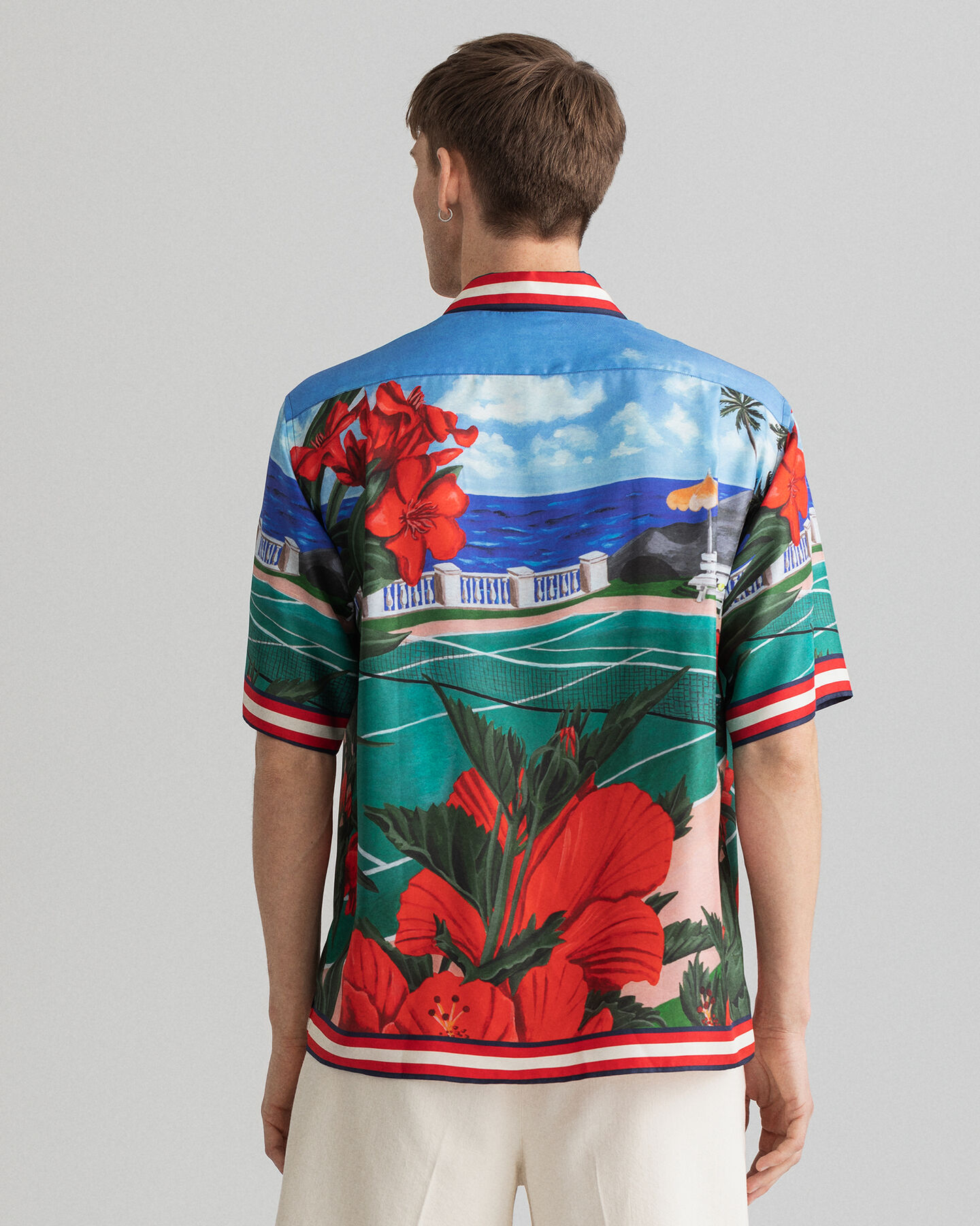 Regular Fit Scenery overhemd met korte mouwen van zijde