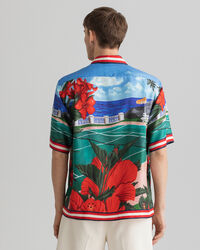 Regular Fit Scenery overhemd met korte mouwen van zijde