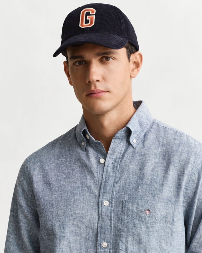 Regular Fit overhemd van katoen en linnen