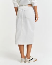 Witte denim midirok