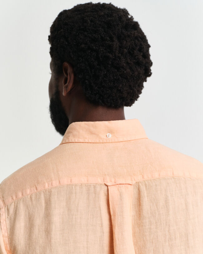 Regular Fit speciaal geverfd linnen overhemd met korte mouwen