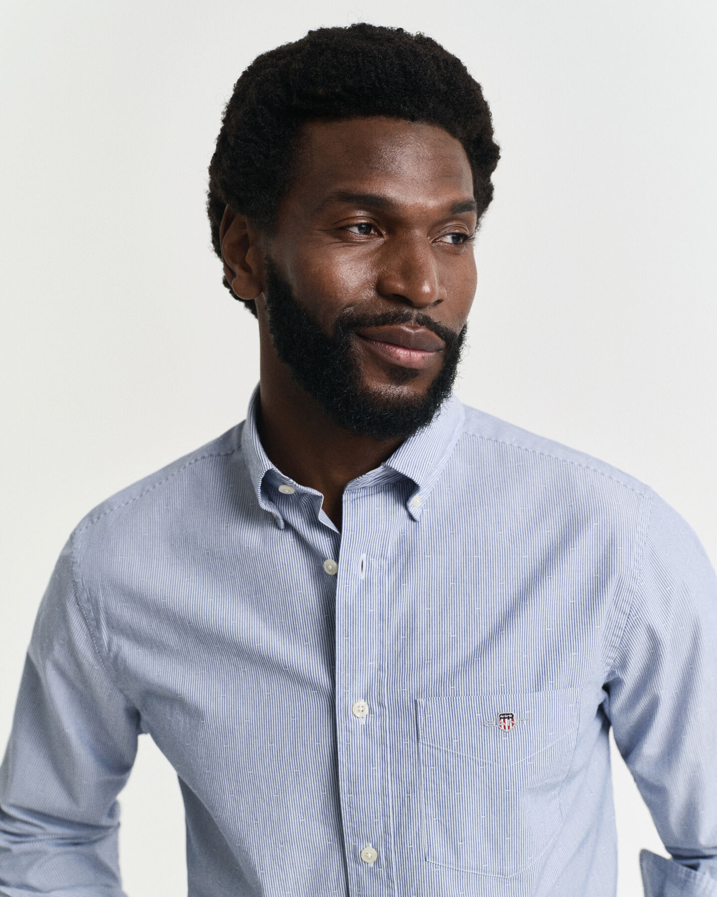 Regular Fit overhemd met strepen en Dobby-stip