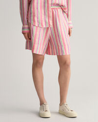 Pull-On short van linnen met kleurige strepen