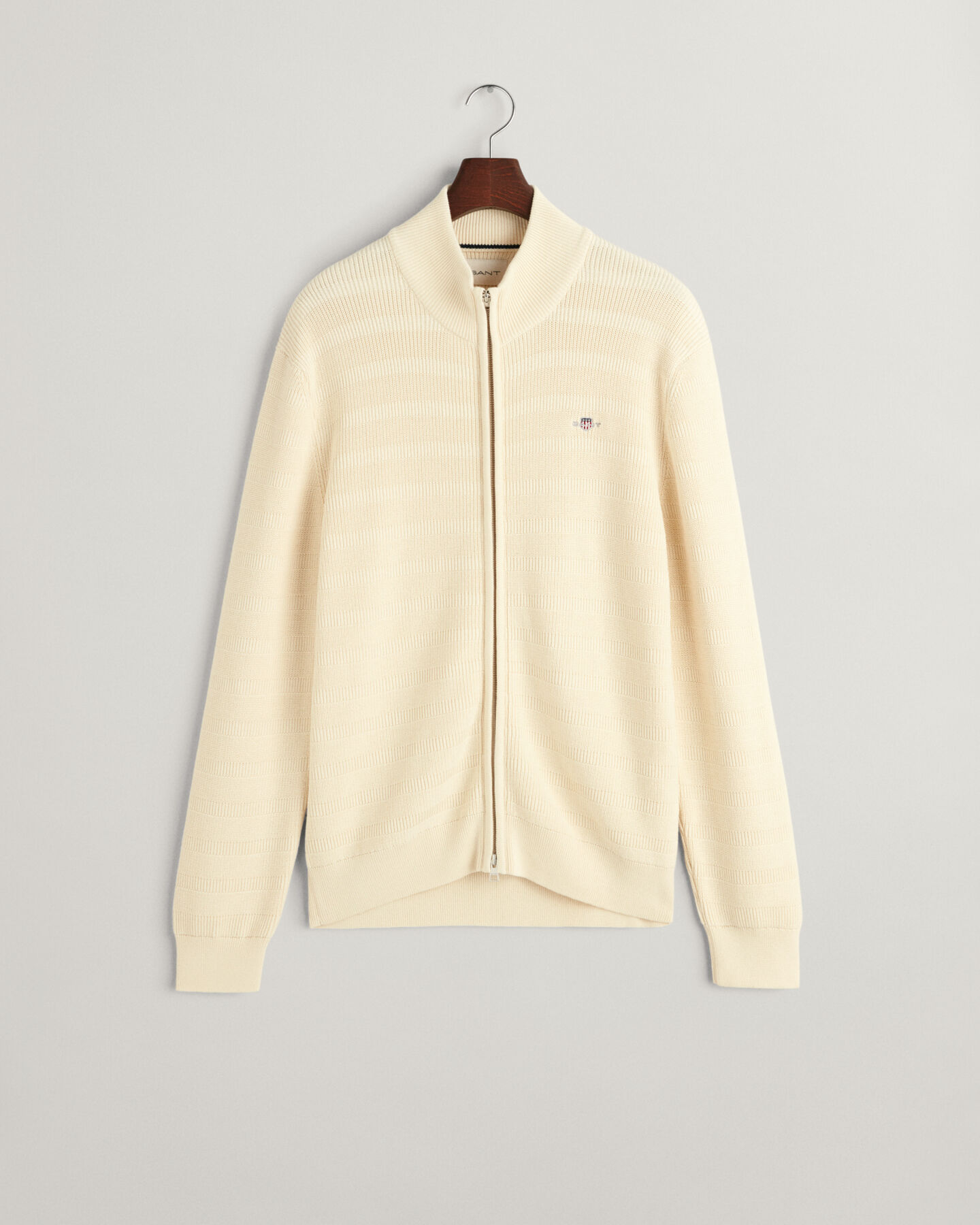 Textured gestreept katoenen vest met ritssluiting