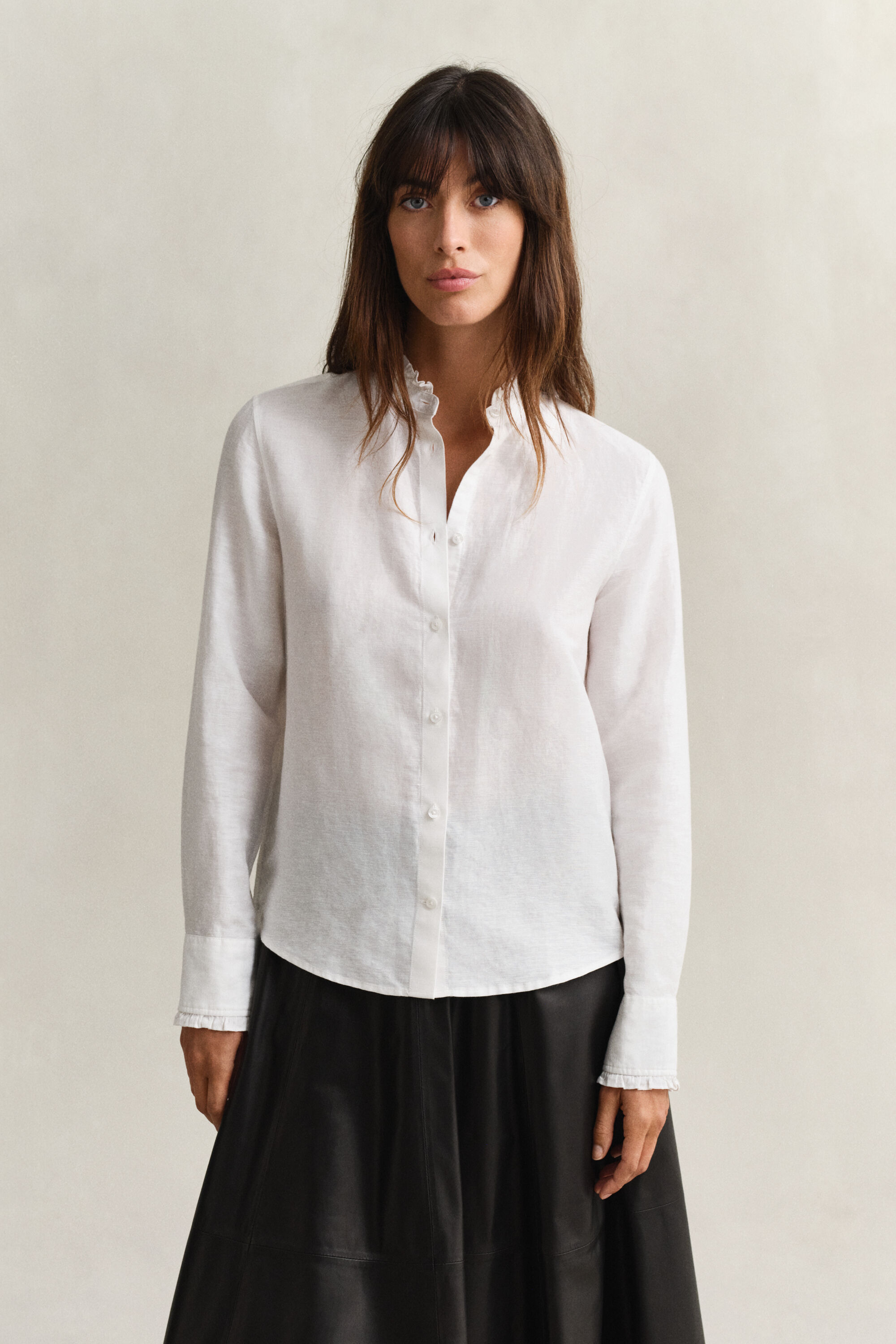 Blouse met ruches van linnenmix