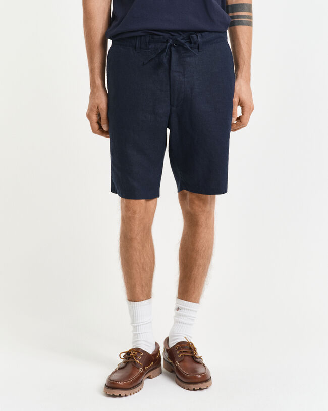 Relaxed Fit linnen short met trekkoordje