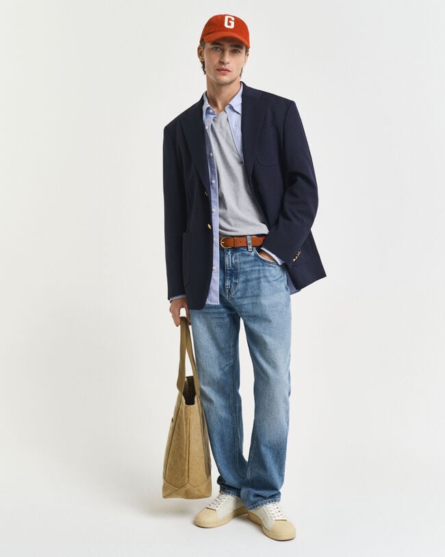 Slim Fit Shield T-shirt met V-hals