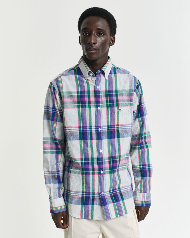 Regular Fit Seersucker Madras overhemd
