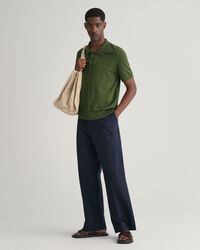 Polosweater met pointelletextuur