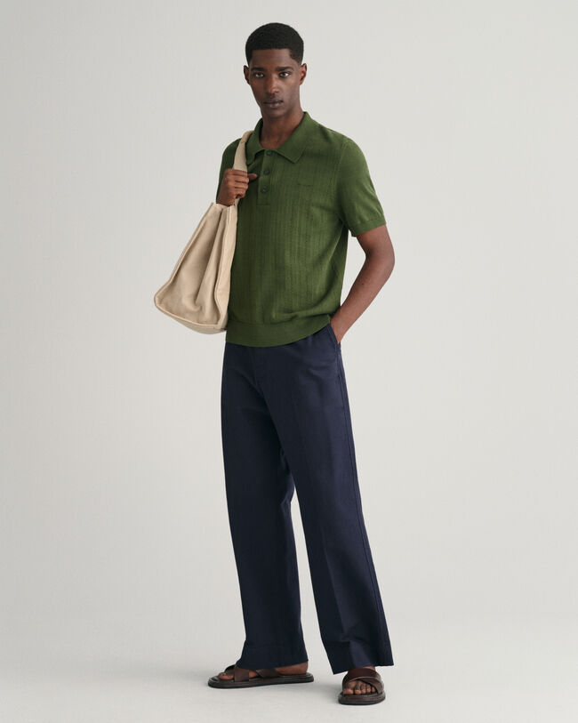 Polosweater met pointelletextuur